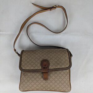 Authentic CELINE Macadam Logo Crossbody Bag PVC Leather Beige Made in Italy